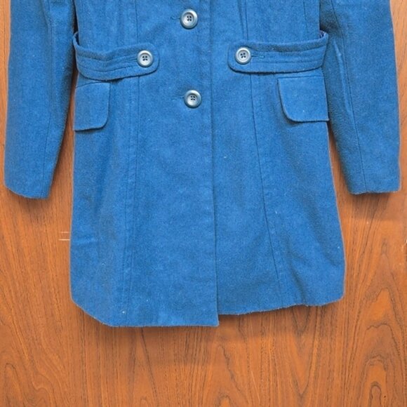 Suzy Shier Size XS Blue Button Down Midi Length Pea Coat - Picture 3 of 9